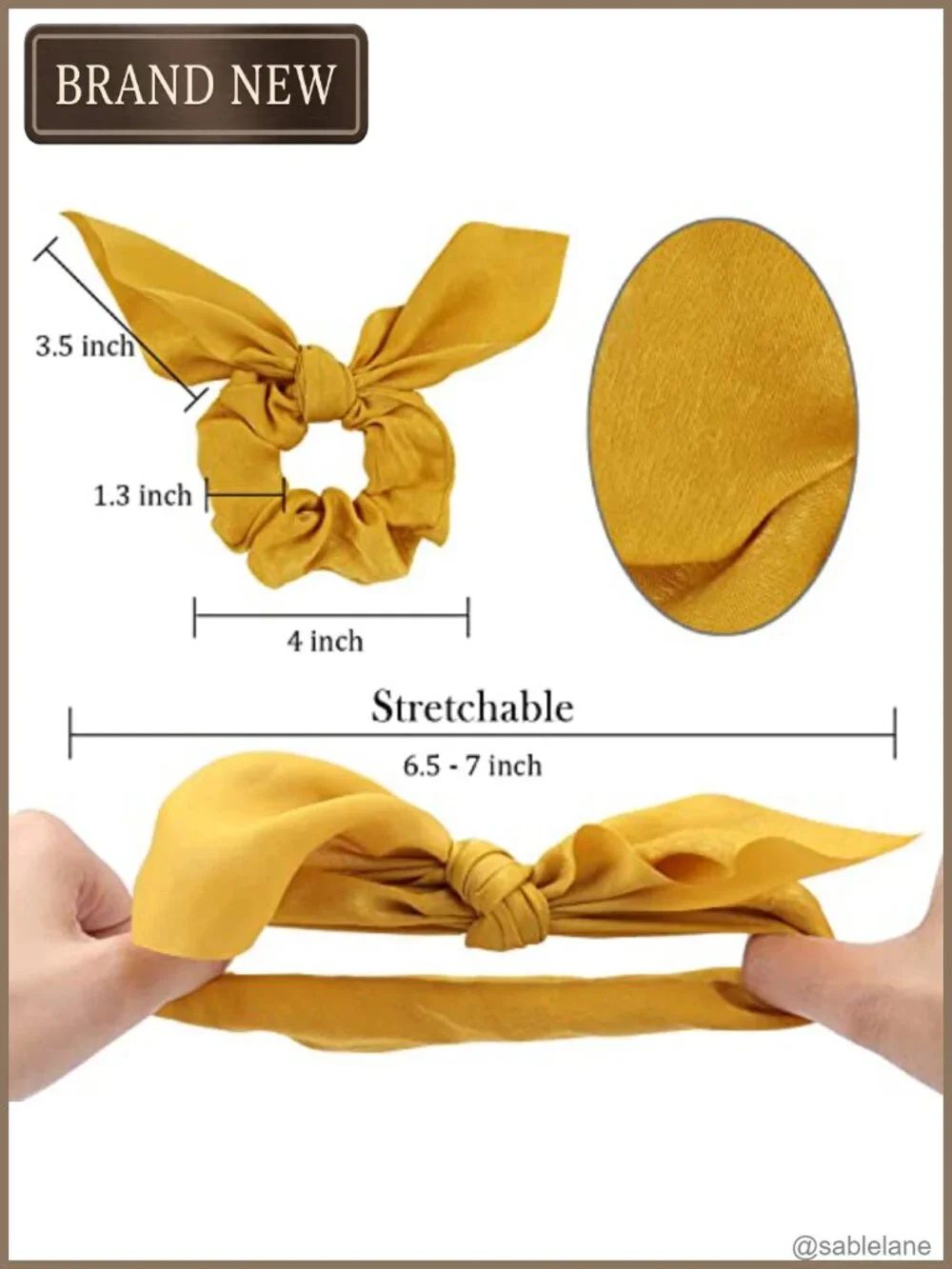Silk Satin Scrunchies with Removable Bows, 6-Pack Hair Ties for Thick Hair
